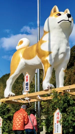 無料スマホ壁紙 犬のジャンボ干支。AndroidとiPhoneに対応した4K高画質の無料待ち受け画像。三重県津市の辰水神社のジャンボ干支で撮影したフリー写真素材