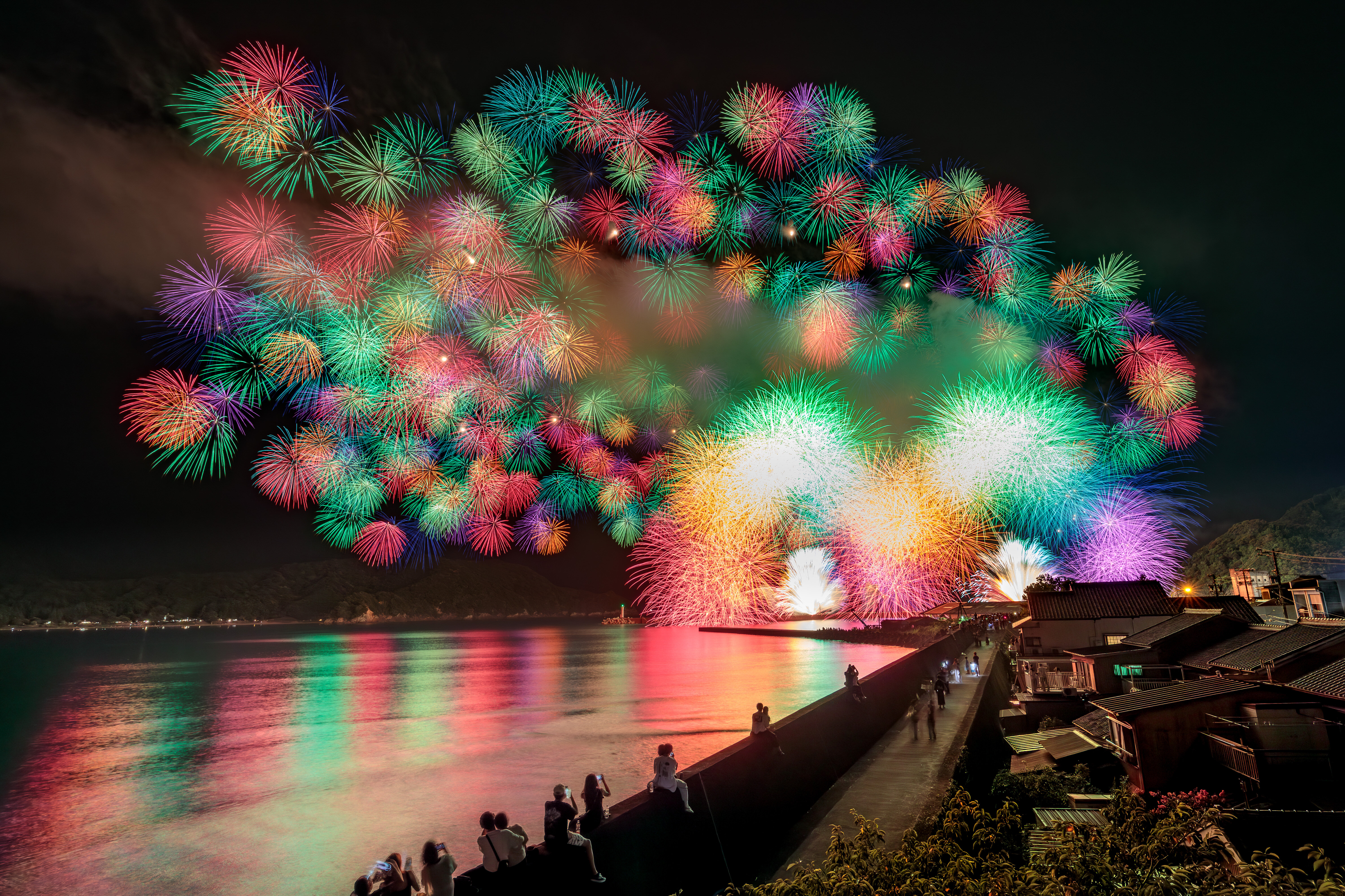 無料壁紙 2023年度の彩色千輪菊。PCとデスクトップ壁紙に最適な4K高画質の無料壁紙。三重県紀北町のきほく燈籠祭で撮影したフリー写真素材