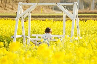 無料壁紙 ブランコに座る子供。PCとデスクトップ壁紙に最適な4K高画質の無料壁紙。三重県玉城町のアスピア玉城で撮影したフリー写真素材
