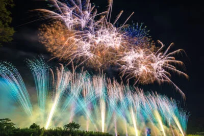 2026年の水色スターマイン（三重県亀山市・亀山市関宿納涼花火大会）