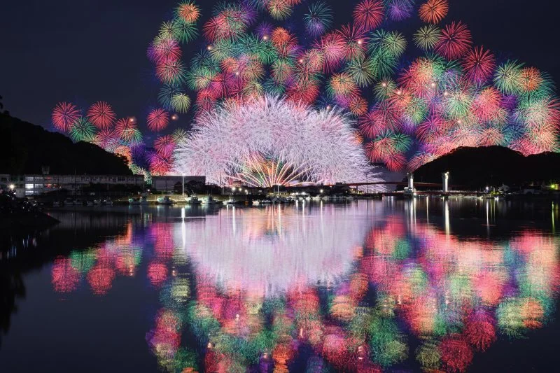 無料壁紙 2024年の彩色千輪菊（横版）。PCとデスクトップ壁紙に最適な4K高画質の無料壁紙。三重県紀北町のきほく燈籠祭で撮影したフリー写真素材