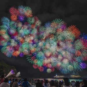 無料壁紙 熊野大花火大会。PCとデスクトップ壁紙に最適な4K高画質の無料壁紙。三重県熊野市の熊野大花火大会で撮影したフリー写真素材