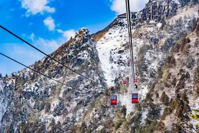 無料壁紙 ゴンドラから雪を眺める。PCとデスクトップ壁紙に最適な4K高画質の無料壁紙。三重県菰野町の御在所ロープウエイで撮影したフリー写真素材