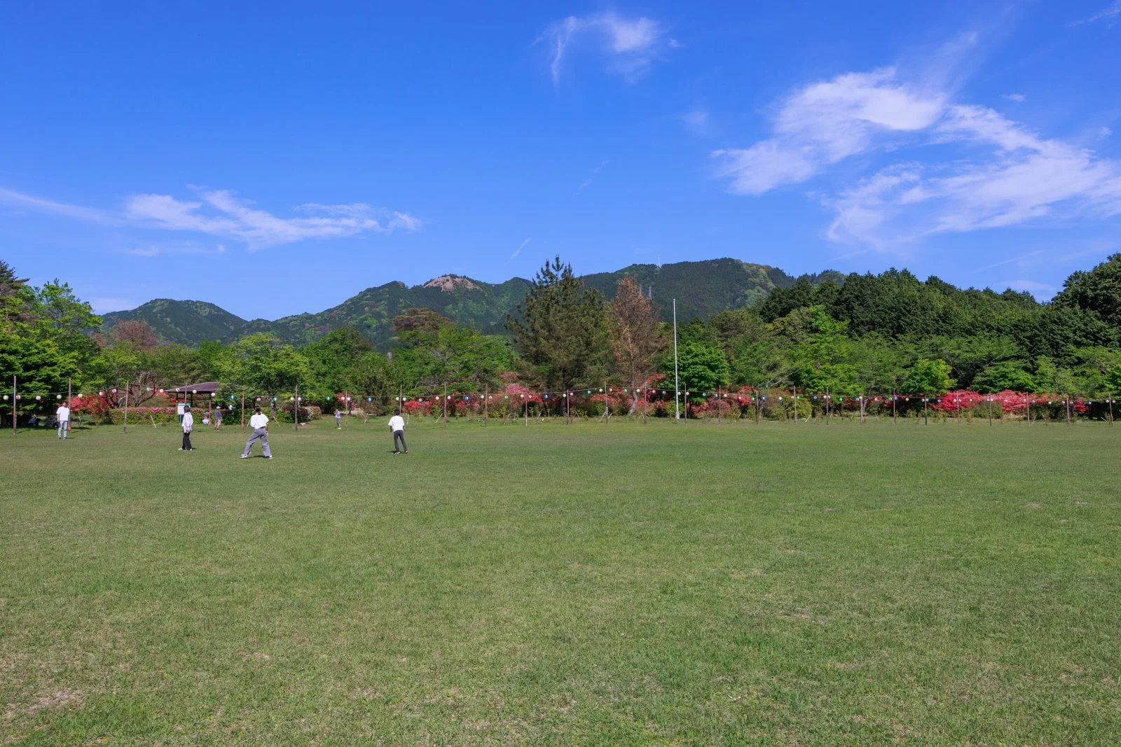 無料壁紙 広大な芝生広場。PCとデスクトップ壁紙に最適な4K高画質の無料壁紙。三重県伊賀市の余野公園で撮影したフリー写真素材