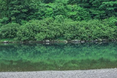 無料壁紙 新緑の宮川。PCとデスクトップ壁紙に最適な4K高画質の無料壁紙。三重県度会町の宮リバー度会パークで撮影したフリー写真素材