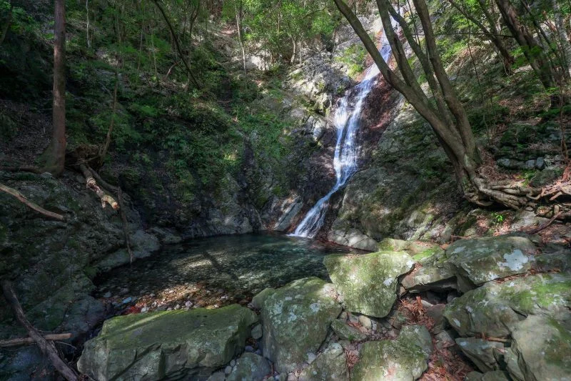 無料壁紙 滝の周辺。PCとデスクトップ壁紙に最適な4K高画質の無料壁紙。三重県南伊勢町の朝日滝（村山不動の滝）で撮影したフリー写真素材