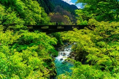 無料壁紙 新緑の河内渓谷。PCとデスクトップ壁紙に最適な4K高画質の無料壁紙。三重県津市の河内渓谷で撮影したフリー写真素材