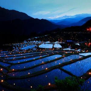 無料壁紙 虫送り。PCとデスクトップ壁紙に最適な4K高画質の無料壁紙。三重県熊野市の丸山千枚田で撮影したフリー写真素材