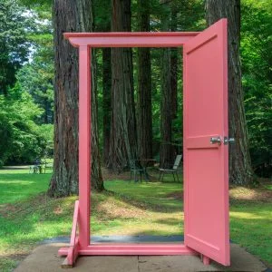 無料壁紙 どこでもドアの先はメルヘンチックな森。PCとデスクトップ壁紙に最適な4K高画質の無料壁紙。三重県津市のレッドヒルヒーサーの森で撮影したフリー写真素材