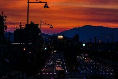 無料壁紙 魔界のような夕焼け。PCとデスクトップ壁紙に最適な4K高画質の無料壁紙。三重県津市の津なぎさまちで撮影したフリー写真素材