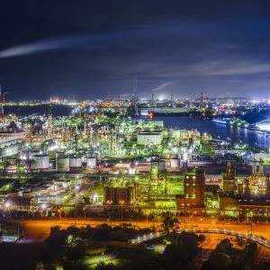 無料壁紙 うみてらす１４からの眺め。PCとデスクトップ壁紙に最適な4K高画質の無料壁紙。三重県四日市市の四日市コンビナートで撮影したフリー写真素材