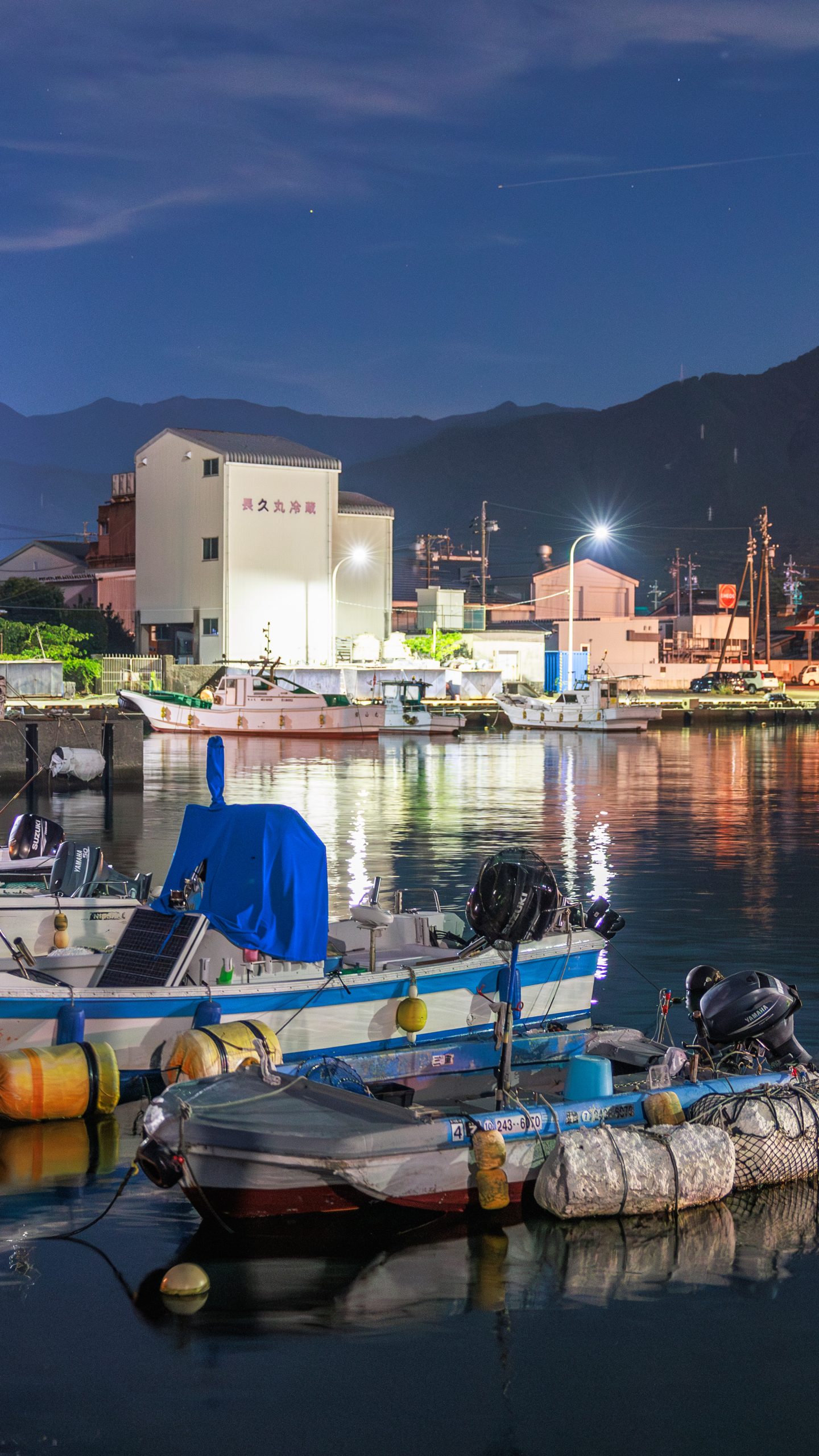 夜に煌めく尾鷲港(三重県尾鷲市)