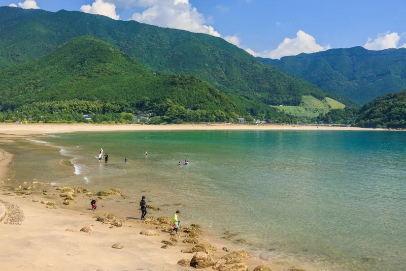 無料壁紙 海水浴を楽しむ人。PCとデスクトップ壁紙に最適な4K高画質の無料壁紙。三重県熊野市の新鹿海水浴場で撮影したフリー写真素材