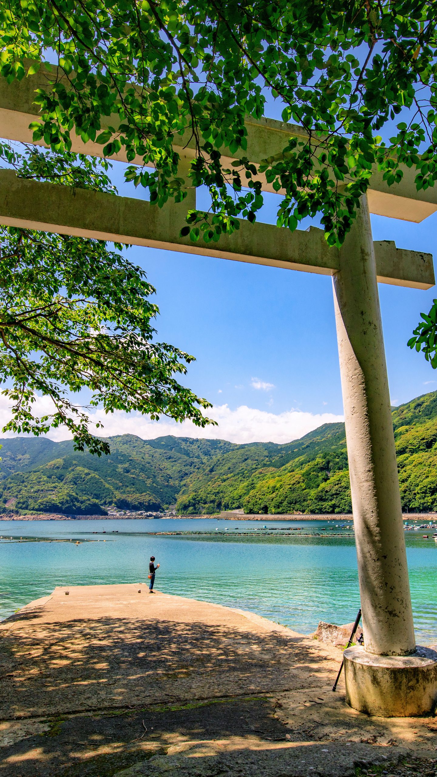無料壁紙 阿子師神社の鳥居。PCとデスクトップ壁紙に最適な4K高画質の無料壁紙。三重県熊野市の楯ヶ崎で撮影したフリー写真素材