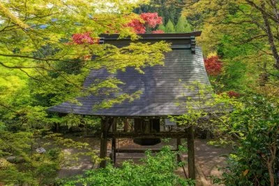 無料壁紙 新緑に包まれる八角銅鐘。PCとデスクトップ壁紙に最適な4K高画質の無料壁紙。三重県松阪市の天開山泰運寺で撮影したフリー写真素材