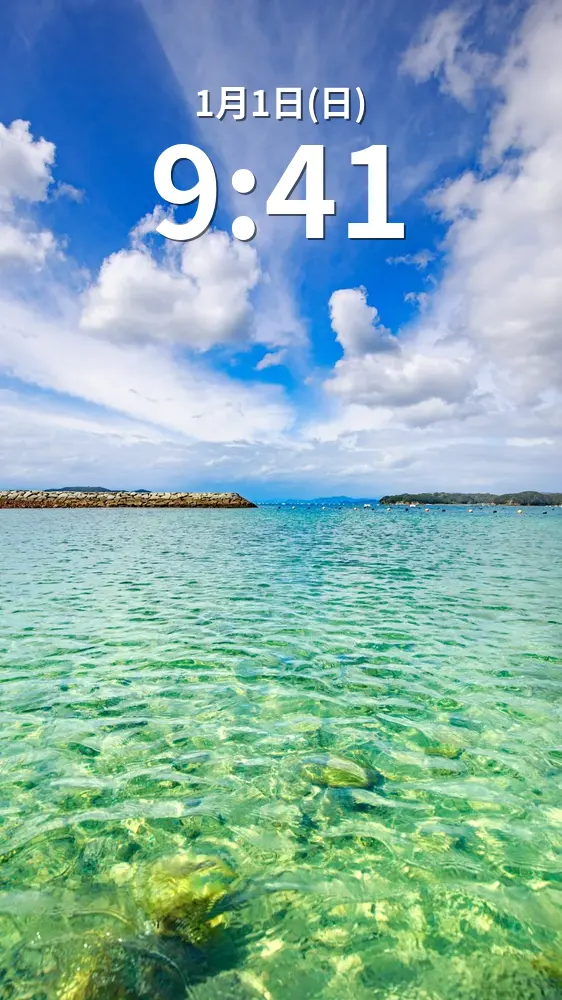 運気が上がる待ち受け 透き通った海。AndroidとiPhoneに対応した4K高画質の無料スマホ壁紙。三重県志摩市の間崎島で撮影したフリー写真素材