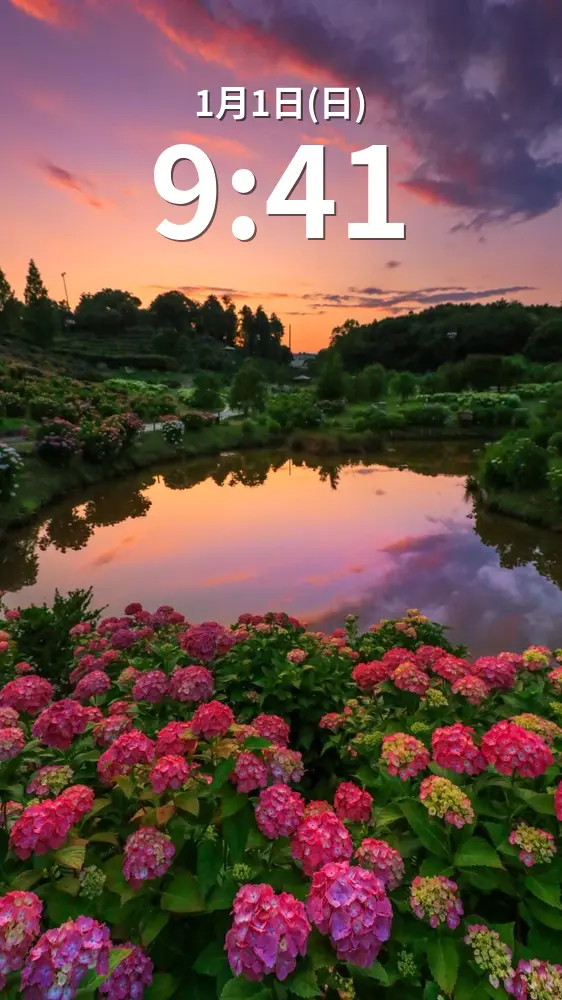 無料スマホ壁紙 紫陽花ファンタジー。AndroidとiPhoneに対応した4K高画質の無料待ち受け画像。三重県津市のかざはやの里で撮影したフリー写真素材