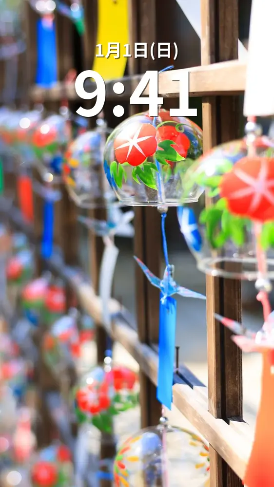 無料スマホ壁紙 アサガオの風鈴。AndroidとiPhoneに対応した4K高画質の無料待ち受け画像。三重県伊賀市の広禅寺で撮影したフリー写真素材