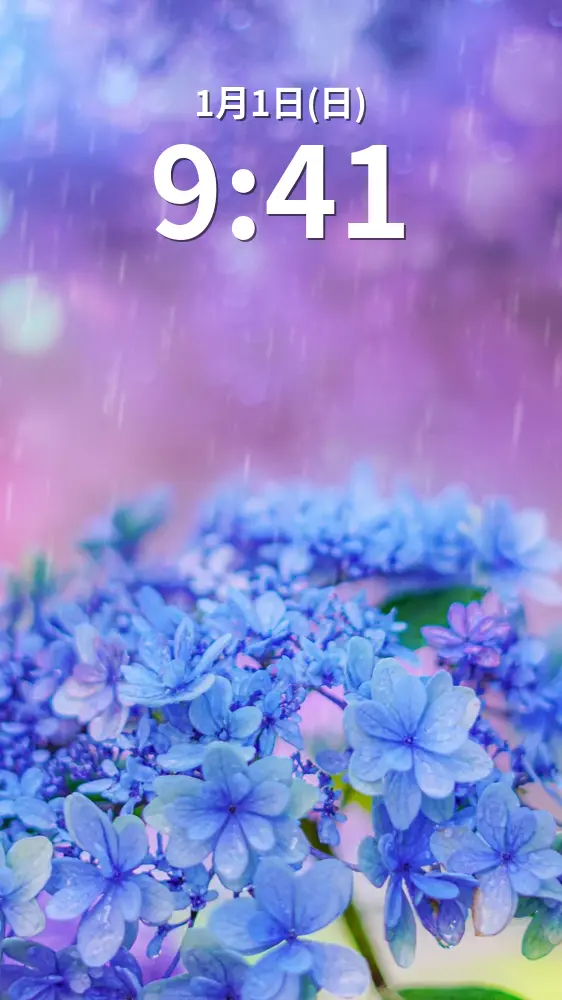 運気が上がる待ち受け 梅雨の紫陽花。AndroidとiPhoneに対応した4K高画質の無料スマホ壁紙。三重県志摩市の大慈寺で撮影したフリー写真素材