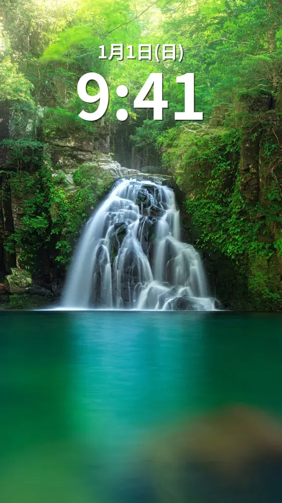 無料スマホ壁紙 朝霞の千手滝。AndroidとiPhoneに対応した4K高画質の無料待ち受け画像。三重県名張市の赤目四十八滝で撮影したフリー写真素材