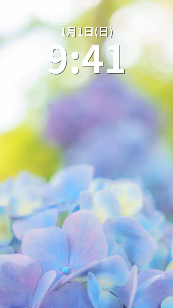 無料スマホ壁紙 パステルカラーのおしゃれな紫陽花。AndroidとiPhoneに対応した4K高画質の無料待ち受け画像。三重県度会町の宮リバー度会パークで撮影したフリー写真素材