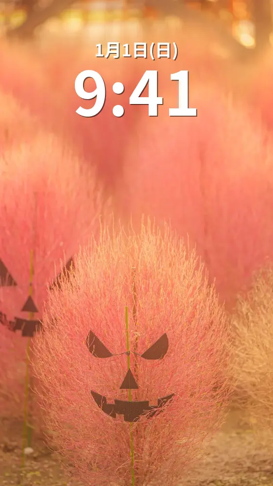 無料スマホ壁紙 コキアのおばけがやってきた。AndroidとiPhoneに対応した4K高画質の無料待ち受け画像。三重県松阪市の松阪農業公園ベルファームで撮影したフリー写真素材