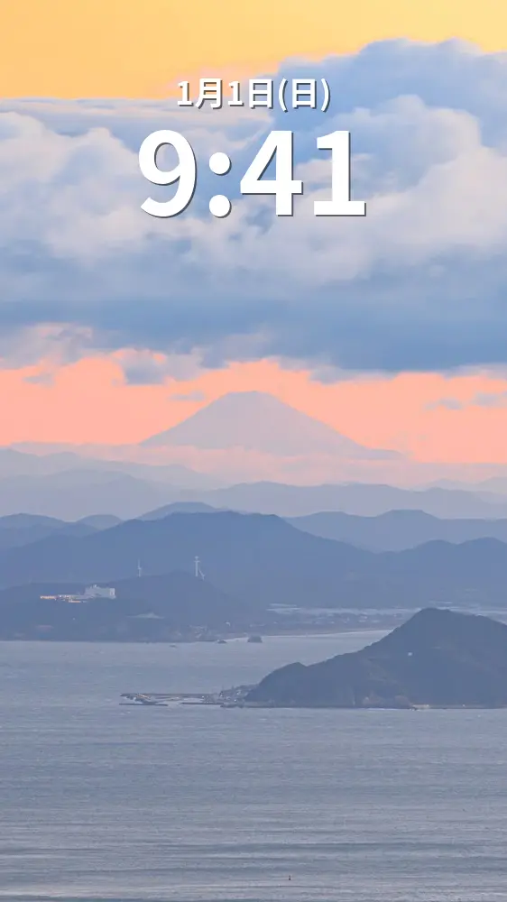 無料スマホ壁紙 2026年元旦に三重県から見えた富士山。AndroidとiPhoneに対応した4K高画質の無料待ち受け画像。三重県伊勢市の伊勢志摩スカイラインで撮影したフリー写真素材