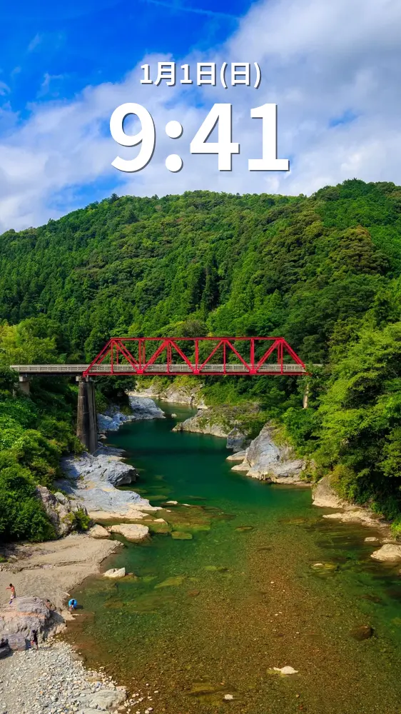 無料スマホ壁紙 野々口橋の新緑。AndroidとiPhoneに対応した4K高画質の無料待ち受け画像。三重県松阪市の香肌峡で撮影したフリー写真素材