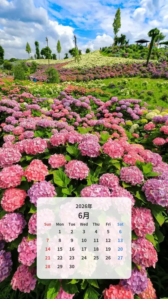 紫陽花の花園のカレンダー壁紙