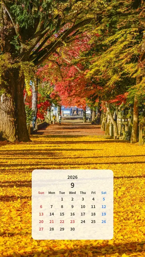 銀杏の参道 カレンダー壁紙