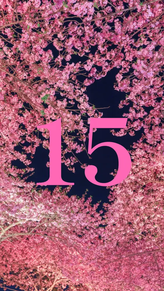 ハートの夜桜 開運壁紙