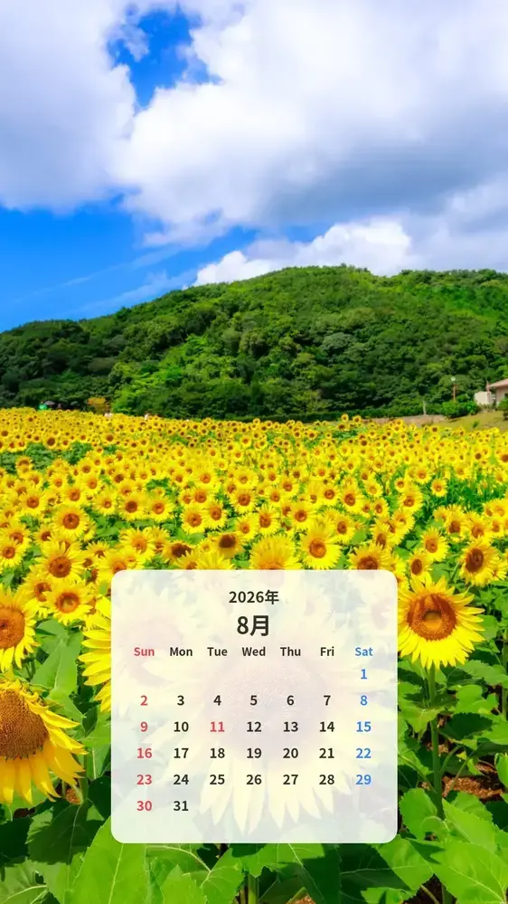 夏空とひまわりのカレンダー壁紙