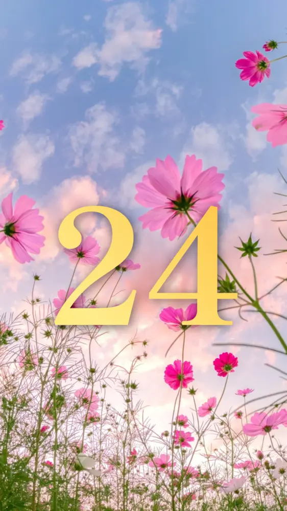 夕暮れコスモスの開運数字壁紙