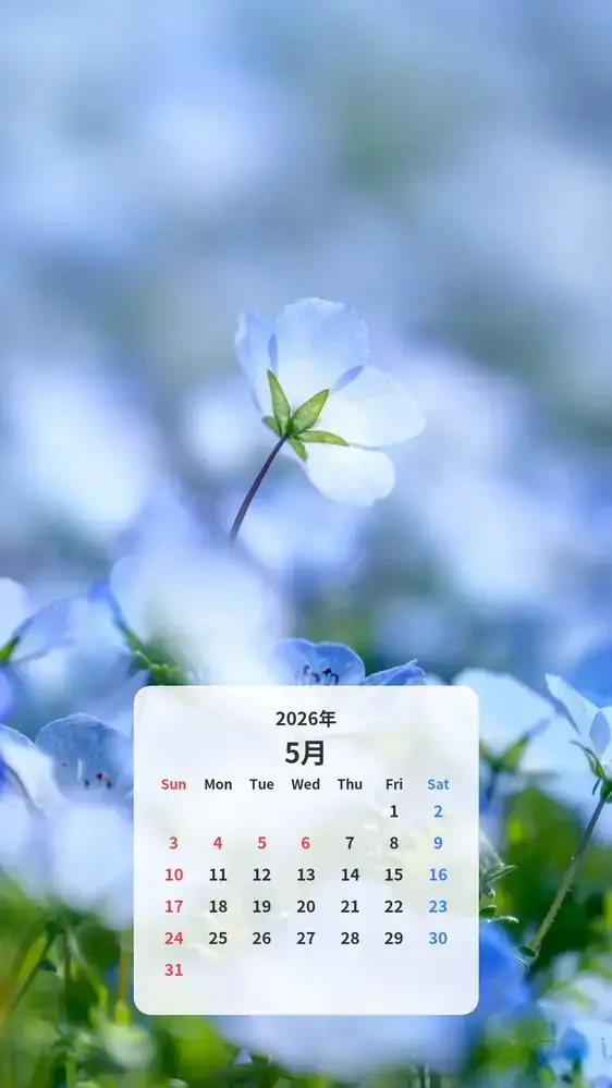 青い宝石のようなネモフィラのカレンダー壁紙