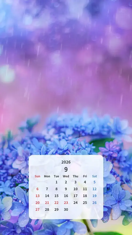 梅雨の紫陽花のカレンダー壁紙