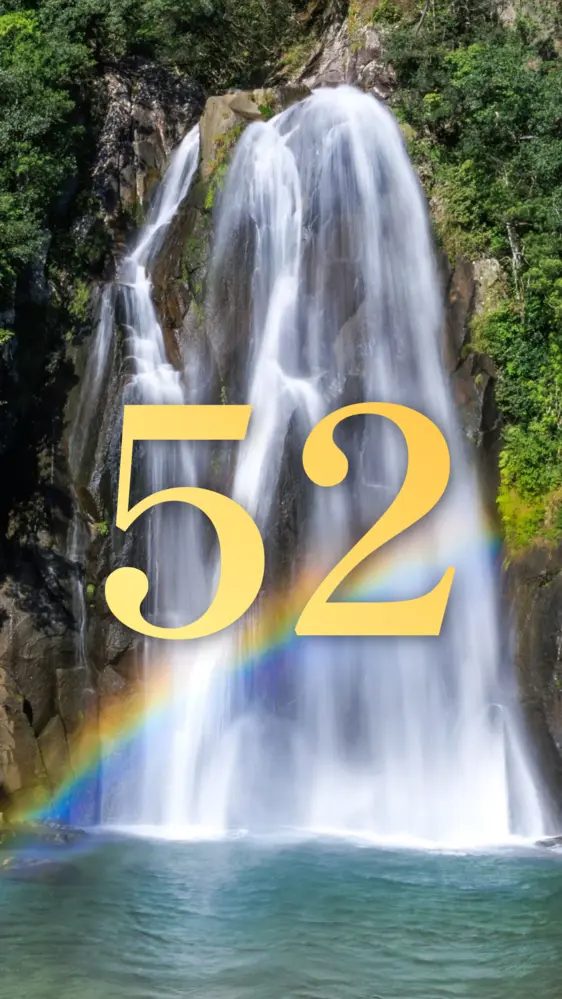 虹がかかる大滝 開運壁紙