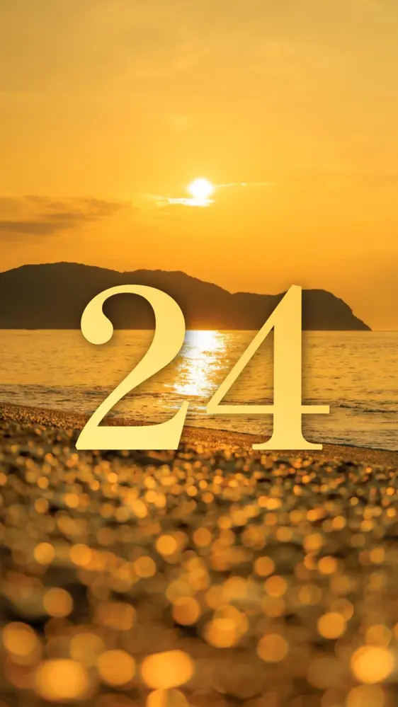 世界遺産の海に昇る朝日の開運数字壁紙