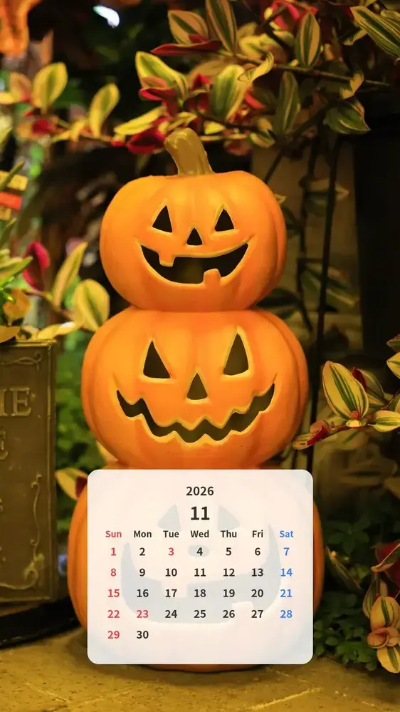 ハロウィンのカボチャ三兄弟のカレンダー壁紙