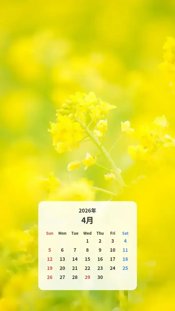 黄金に輝く菜の花 カレンダー壁紙