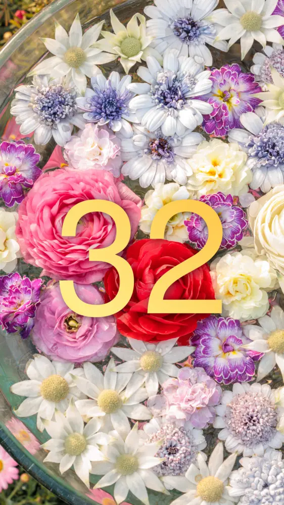おしゃれなバラの花手水の開運数字壁紙