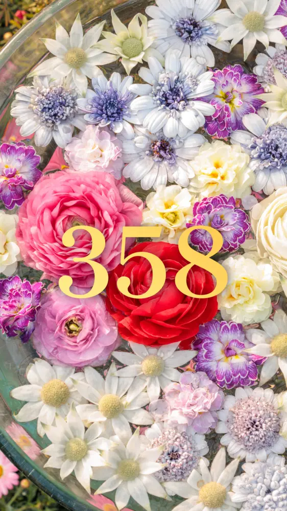 おしゃれなバラの花手水の開運数字壁紙