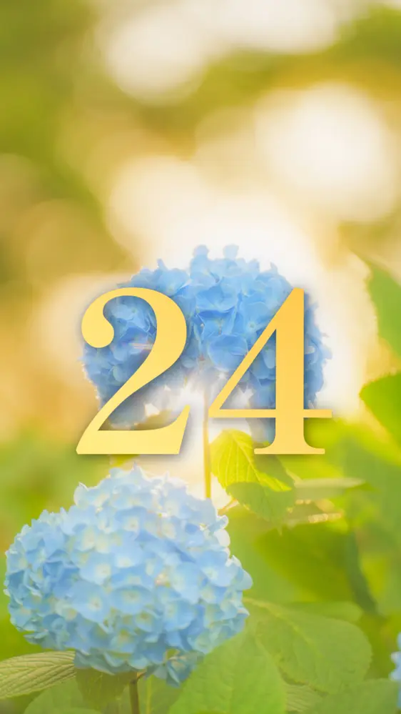 光をまとう紫陽花の開運数字壁紙